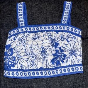 Japna 100% cotton Floral Blue and White Women's Top